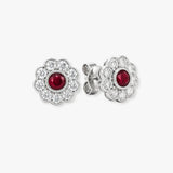 RUBY FLOWER  HALO STUD EARRINGS