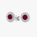 RUBY HALO RUB OVER SETTING STUD EARRINGS