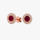 RUBY HALO RUB OVER SETTING STUD EARRINGS