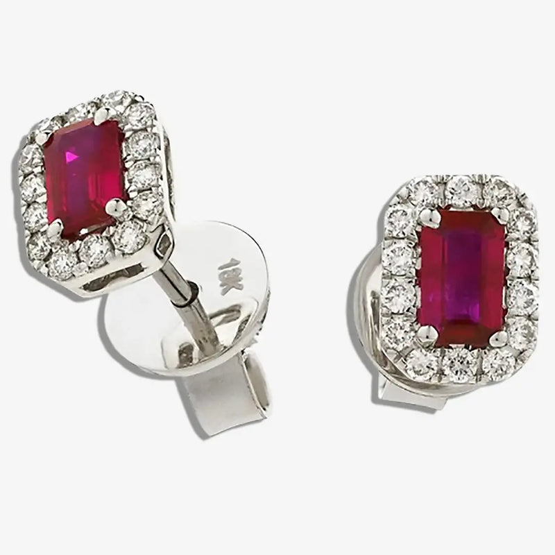 RUBY HALO STUD EARRINGS HEERA DIAMONDS