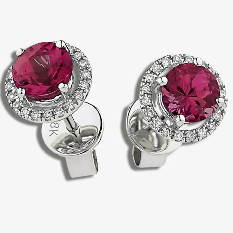 RUBY HALO STUD EARRINGS HEERA DIAMONDS