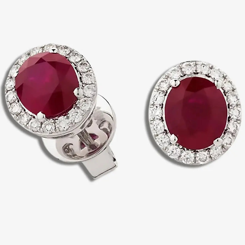 RUBY HALO STUD EARRINGS HEERA DIAMONDS