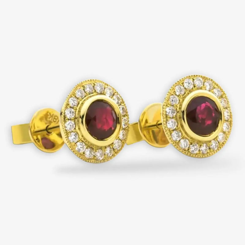 RUBY HALO STUD EARRINGS HEERA DIAMONDS