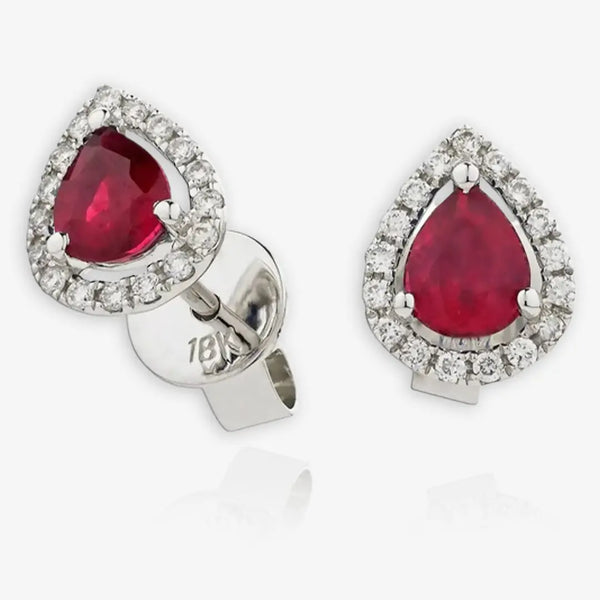 RUBY HALO STUD EARRINGS HEERA DIAMONDS