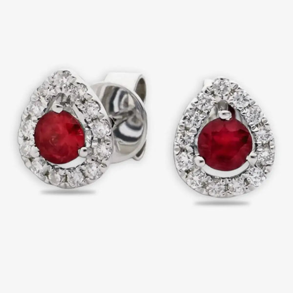 RUBY HALO STUD EARRINGS HEERA DIAMONDS