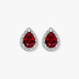 RUBY HALO STUD EARRINGS IN 9K WHITE GOLD