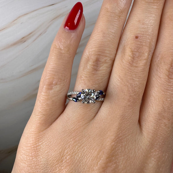"Raen" Round Cut 0.80 Carat Twisted Diamond Shoulder Engagement Ring HEERA DIAMONDS