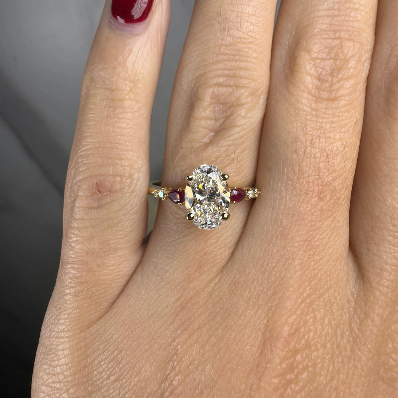 "Rapunzel" Oval Cut 4 Carat Diamond Shoulder Engagement Ring HEERA DIAMONDS