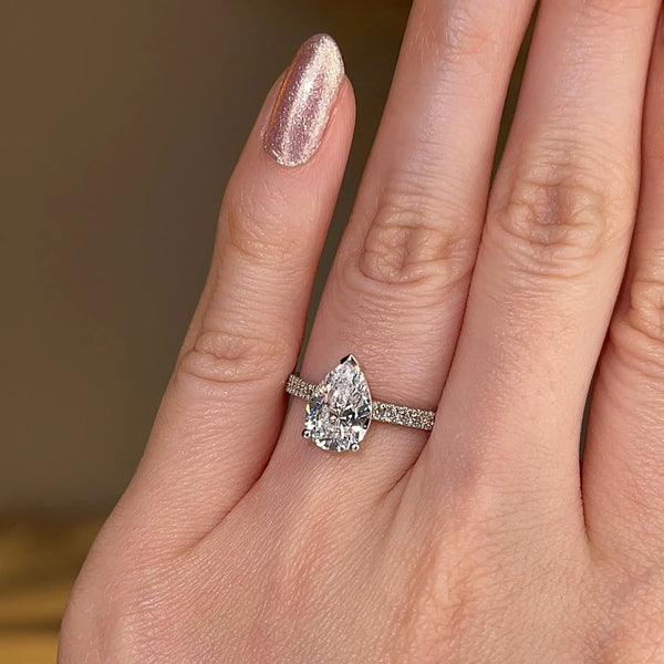 "Rayen" Pear Cut Diamond Grain Set Diamond Engagement Ring DSPS05 - HEERA DIAMONDS