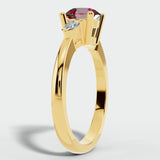"Reta" 3 Carat Three Stone Round Cut Ruby Lab Grown Trilogy Engagement Ring 3SRB01