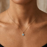 Round Aquamarine Diamond Halo Pendant