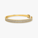 Round Brilliant 4 Carat Diamond 3 Rows Bangle BAN1D