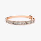 Round Brilliant 4 Carat Diamond 3 Rows Bangle BAN1D