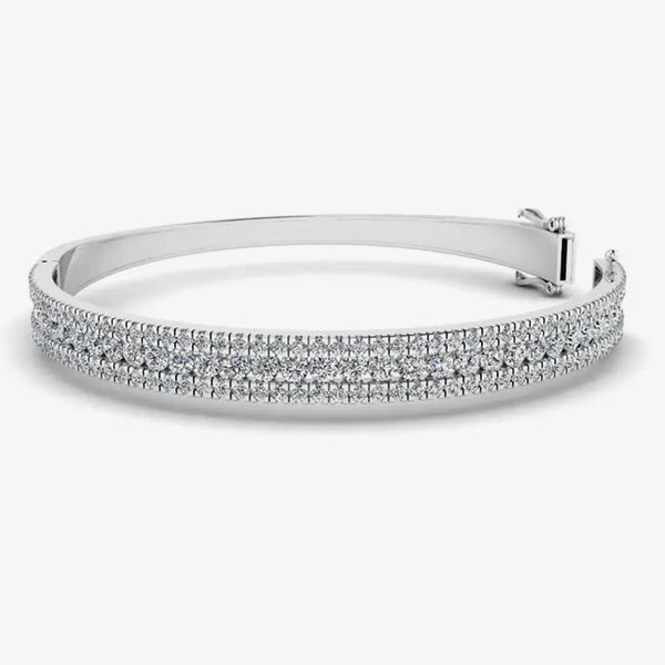 Round Brilliant 4.05 Carat Diamond 3 Rows Bangle BAN1D HEERA DIAMONDS