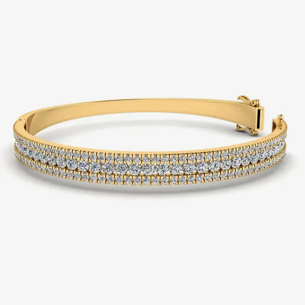 Round Brilliant 4.05 Carat Diamond 3 Rows Bangle BAN1D HEERA DIAMONDS