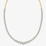 Round Brilliant Cut Graduating Diamond 3 Prong Set Tennis Necklace NT2HG