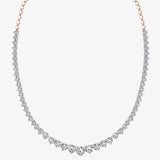 Round Brilliant Cut Graduating Diamond 3 Prong Set Tennis Necklace NT2HG