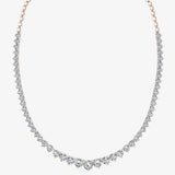 Round Brilliant Cut Graduating Diamond 3 Prong Set Tennis Necklace NT2HG HEERA DIAMONDS