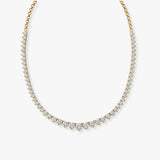 Round Brilliant Cut Graduating Diamond 3 Prong Set Tennis Necklace NT2HG