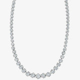 Round Brilliant Cut Graduating Diamond Half Illusion Set Necklace NT3HG