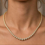 Round Brilliant Cut Graduating Diamond Illusion Set Necklace NT3FG