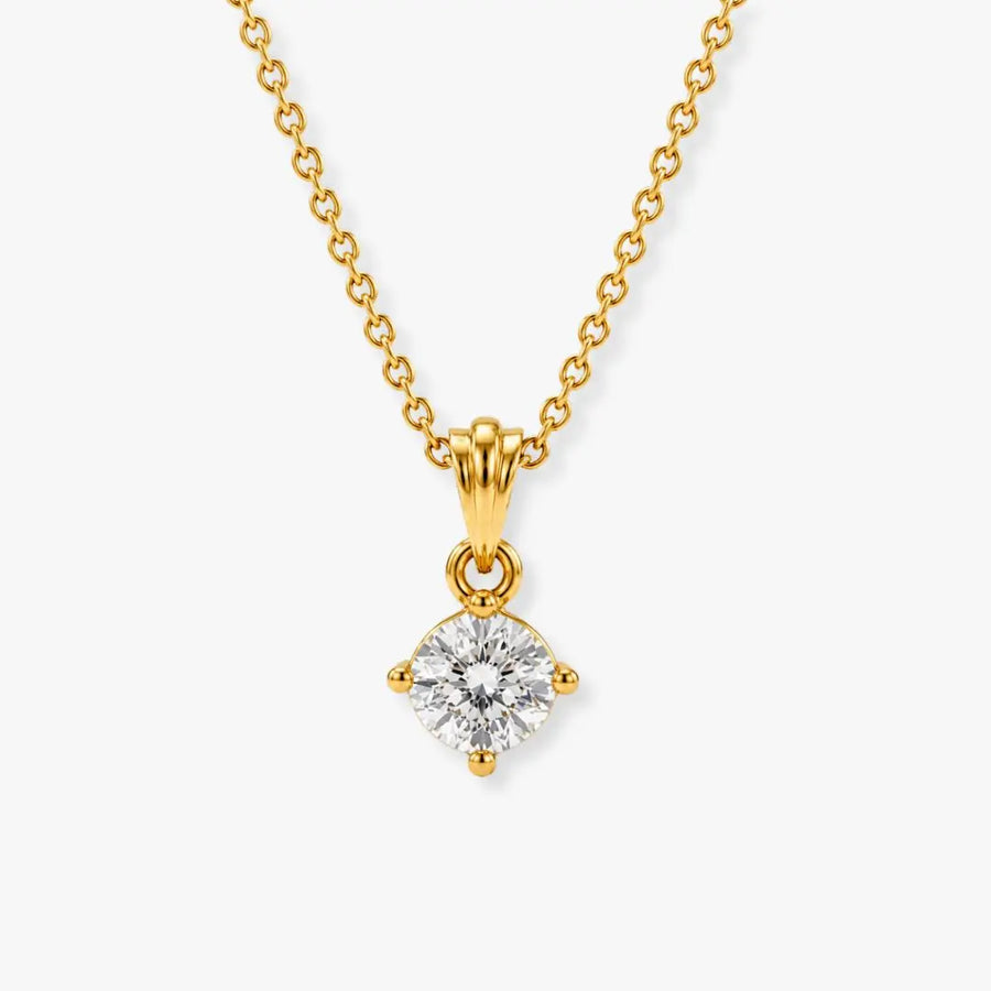 Round Brilliant Cut Solitaire Diamond Pendant With 18 Inches Chain PCC4B