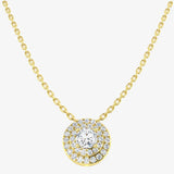 Round Brilliant Diamond Double Halo Necklaces