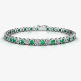 Round Brilliant Diamond and Emerald Bracelet BRDE45558 HEERA DIAMONDS