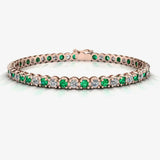 Round Brilliant Diamond and Emerald Bracelet BRDE45558 HEERA DIAMONDS
