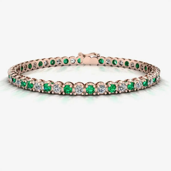 Round Brilliant Diamond and Emerald Bracelet BRDE45558 HEERA DIAMONDS