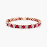 Round Brilliant Diamond and Ruby 4 Claw Bracelet BRDR45345