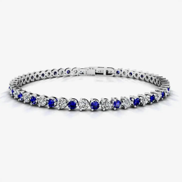 Round Brilliant Diamond and Sapphire 3 Claw Bracelet BRDS45512 HEERA DIAMONDS