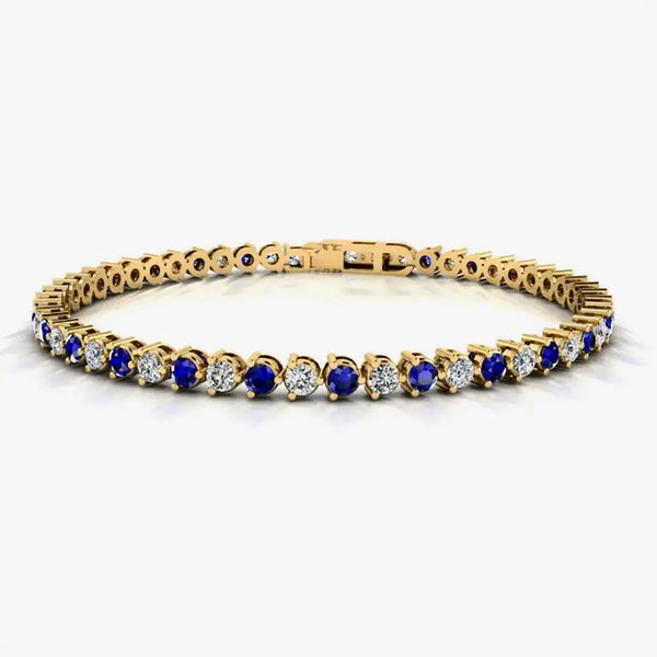 Round Brilliant Diamond and Sapphire 3 Claw Bracelet BRDS45512 HEERA DIAMONDS