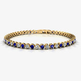Round Brilliant Diamond and Sapphire 3 Claw Bracelet BRDS45512 HEERA DIAMONDS