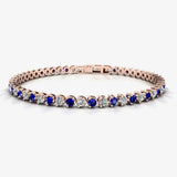 Round Brilliant Diamond and Sapphire 3 Claw Bracelet BRDS45512 HEERA DIAMONDS