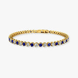 Round Brilliant Diamond and Sapphire 3 Claw Bracelet BRT2DS