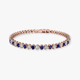 Round Brilliant Diamond and Sapphire 3 Claw Bracelet BRT2DS