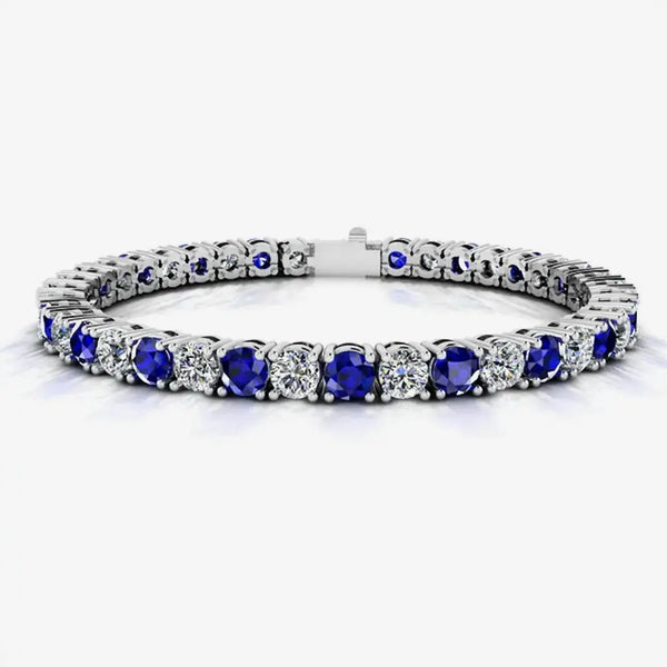 Round Brilliant Diamond and Sapphire 4 Claw Bracelet BRDS45345 HEERA DIAMONDS