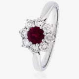 Round Brilliant Ruby Cluster Ring HEERA DIAMONDS