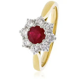 Round Brilliant Ruby Cluster Ring HEERA DIAMONDS