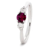 Round Brilliant Ruby Three Stone Ring HEERA DIAMONDS