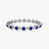 Round Brilliant Shape 12 Carat Sapphire Center Featuring Diamond Halo Bracelet BRHARBS