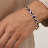 Round Brilliant Shape 12 Carat Sapphire Center Featuring Diamond Halo Bracelet BRHARBS