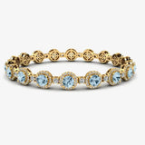 Round Brilliant Shape 8.5 Carat Aquamarine Featuring Diamond Halo Bracelet BRHARBA HEERA DIAMONDS