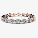 Round Brilliant Shape 8.5 Carat Aquamarine Featuring Diamond Halo Bracelet BRHARBA HEERA DIAMONDS