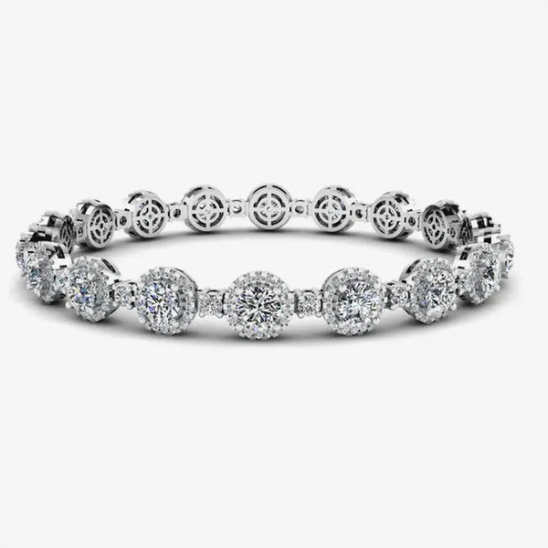Round Brilliant Shape Halo 8.5 Carat Diamond Bracelet BRHARB HEERA DIAMONDS