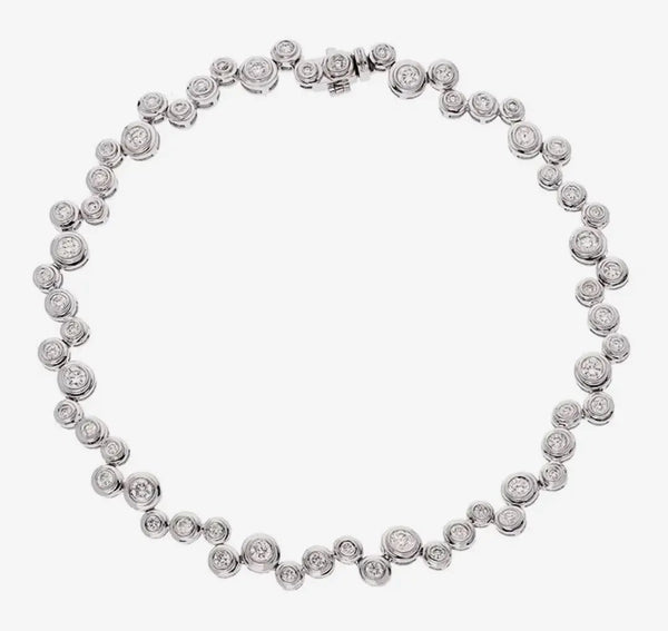 Round Cut Diamond Full Staggered Line Tennis Bracelet in Rub Over Setting HEERA