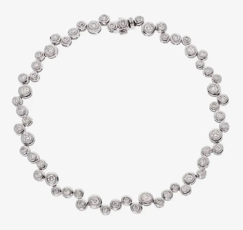 Round Cut Diamond Full Staggered Line Tennis Bracelet in Rub Over Setting HEERA