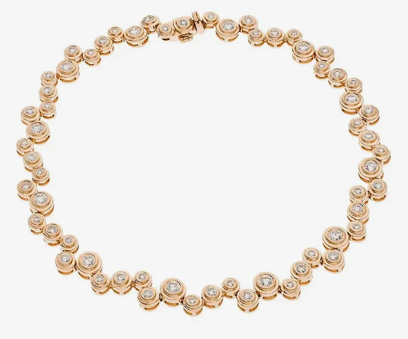 Round Cut Diamond Full Staggered Line Tennis Bracelet in Rub Over Setting HEERA