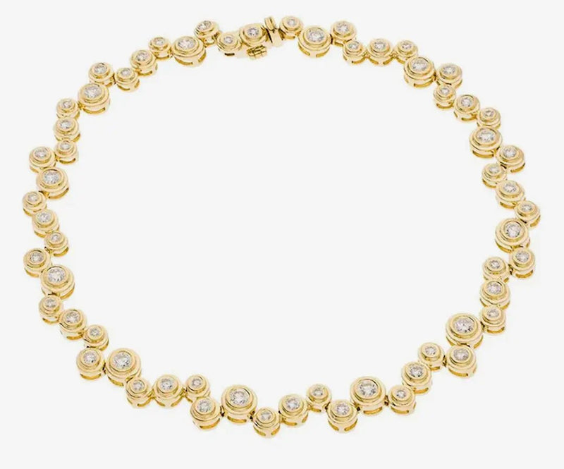 Round Cut Diamond Full Staggered Line Tennis Bracelet in Rub Over Setting HEERA